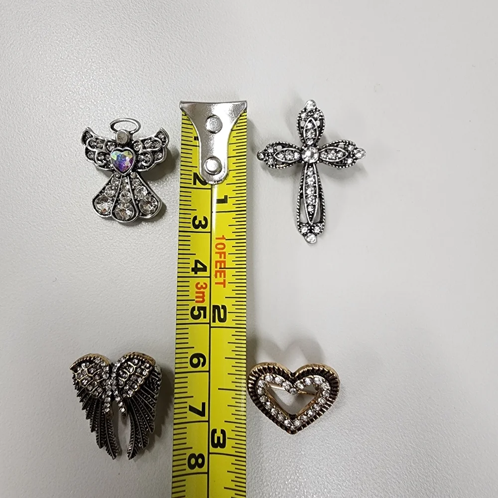 Angels Cross Heart Brooch Pin Set Christian Faith Inspirational Classy